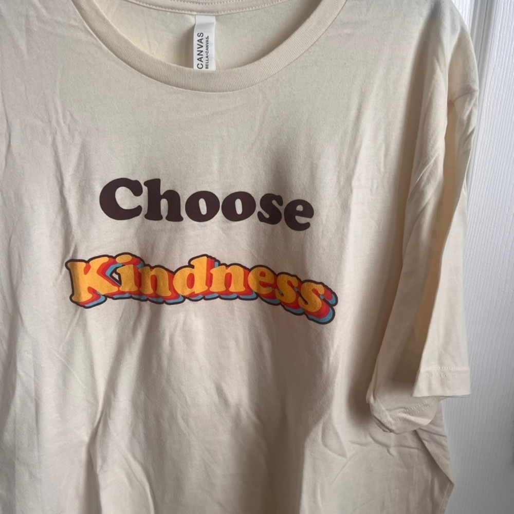 New Bella Canvas Choose Kindness Graphic T-Shirt Cream Brown 2XL Womens